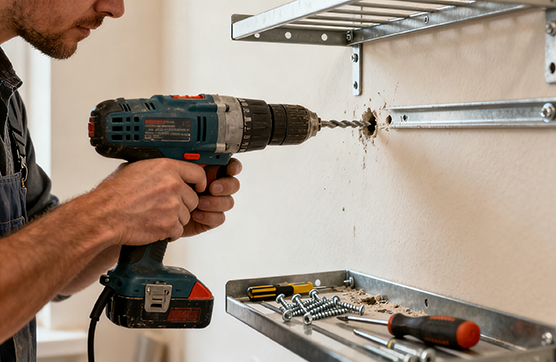 室内置物架打孔上墙安装服务的图片